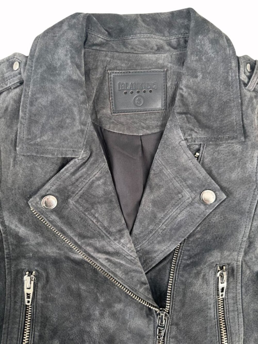BLANKNYC Gray Suede Moto Jacket Size S Belted Biker - Picture 4 of 8